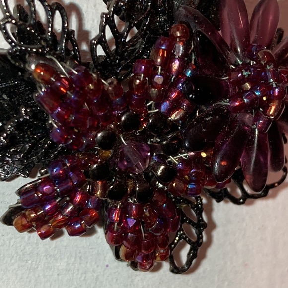 VINTAGE CARA STIMMEL LTD BEADED FLOWERS BROOCH/PIN - SIGNED - Picture 5 of 13